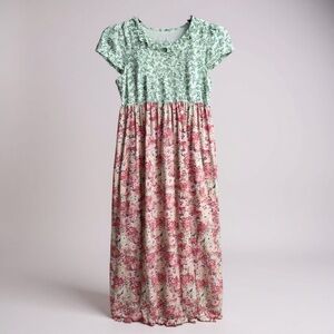 SweetHoney Floral Kids Maxi Dress in Green and Pink Size 10